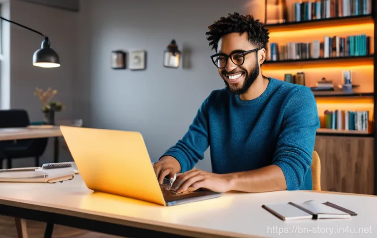 스토리텔러와 관련된 전공 과목 추천 - **Digital Storyteller's Creative Hub**
A vibrant, medium shot of a young, diverse individual (20...