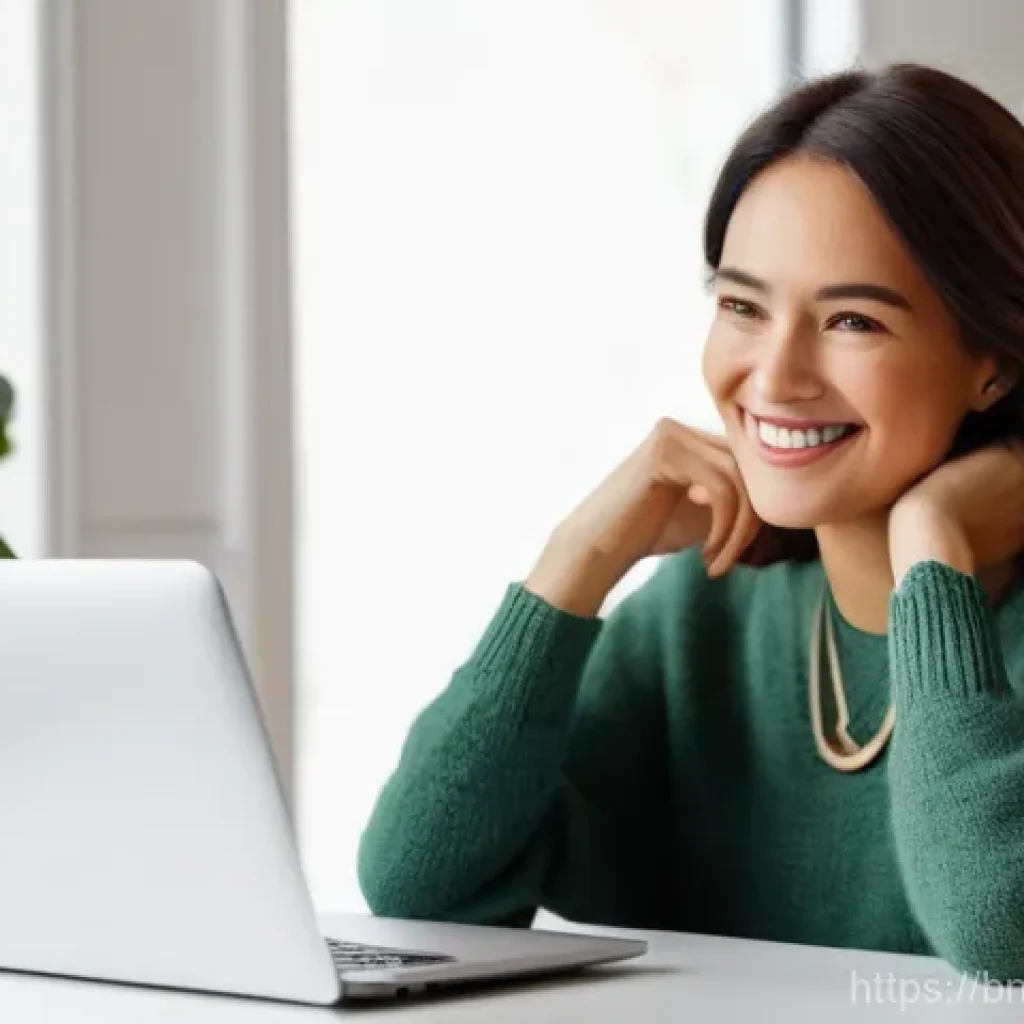 스토리텔러가 직업적으로 중요하게 여기는 요소 - **Prompt:** A warm, inviting portrait of a female blogger in her early 30s, exuding sincerity and ap...