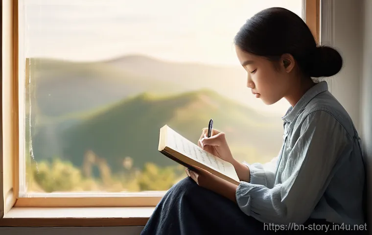 스토리텔러 커리어 로드맵 - **Prompt 1: Awakening the Inner Voice**
"A young person, dressed in modest, comfortable casual a...