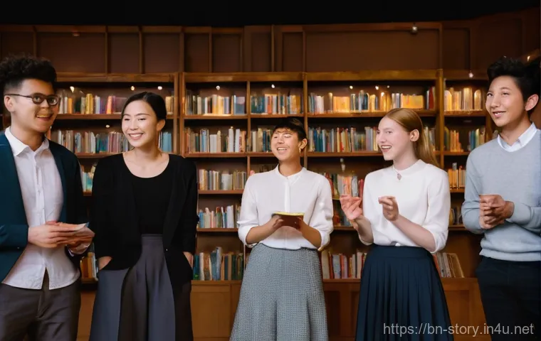 스토리텔러의 자격증 이후 진로 탐색 - **Prompt 1: The Captivating Storyteller**
A diverse group of adults and teenagers (aged 15+) are...