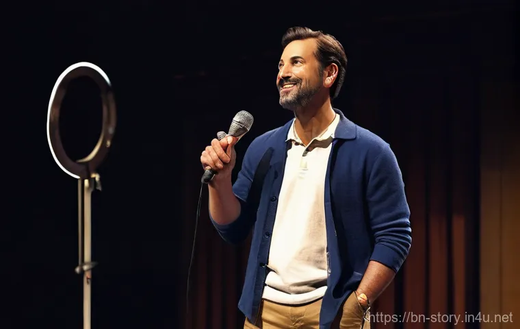 스토리텔러 자격증 실기 시험 체크리스트 - **Prompt:** A dynamic male storyteller in his 30s, dressed in a sharp blazer over a crisp shirt and ...