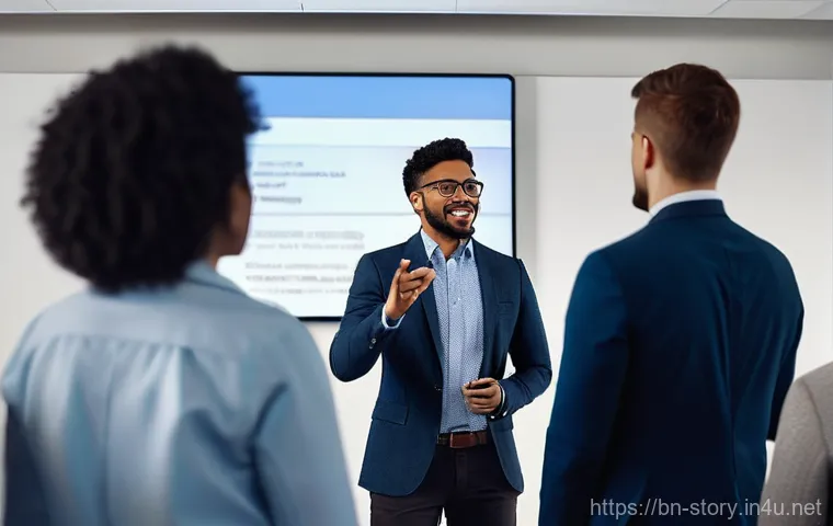 스토리텔러 자격증 시험 출제 경향 - **Prompt:** A diverse group of attentive young adults and professionals, dressed in smart casual and...