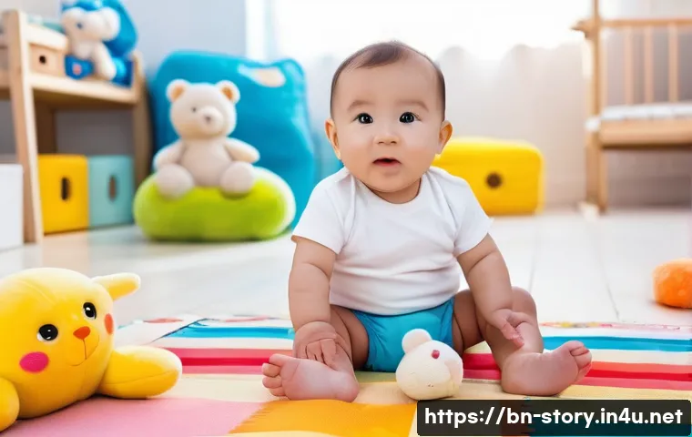 스토리텔러가 주목해야 할 최신 기술 - **Prompt:** "A baby wearing a cloth diaper, sitting on a colorful playmat with soft toys around them...