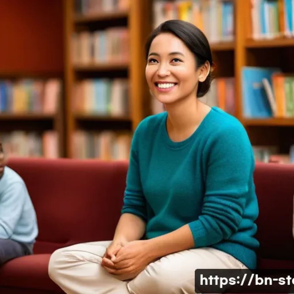 스토리텔러로서 성공하기 위한 5가지 법칙 - **Prompt:** A warm, empathetic female storyteller, mid-thirties, with kind eyes and a gentle smile, ...