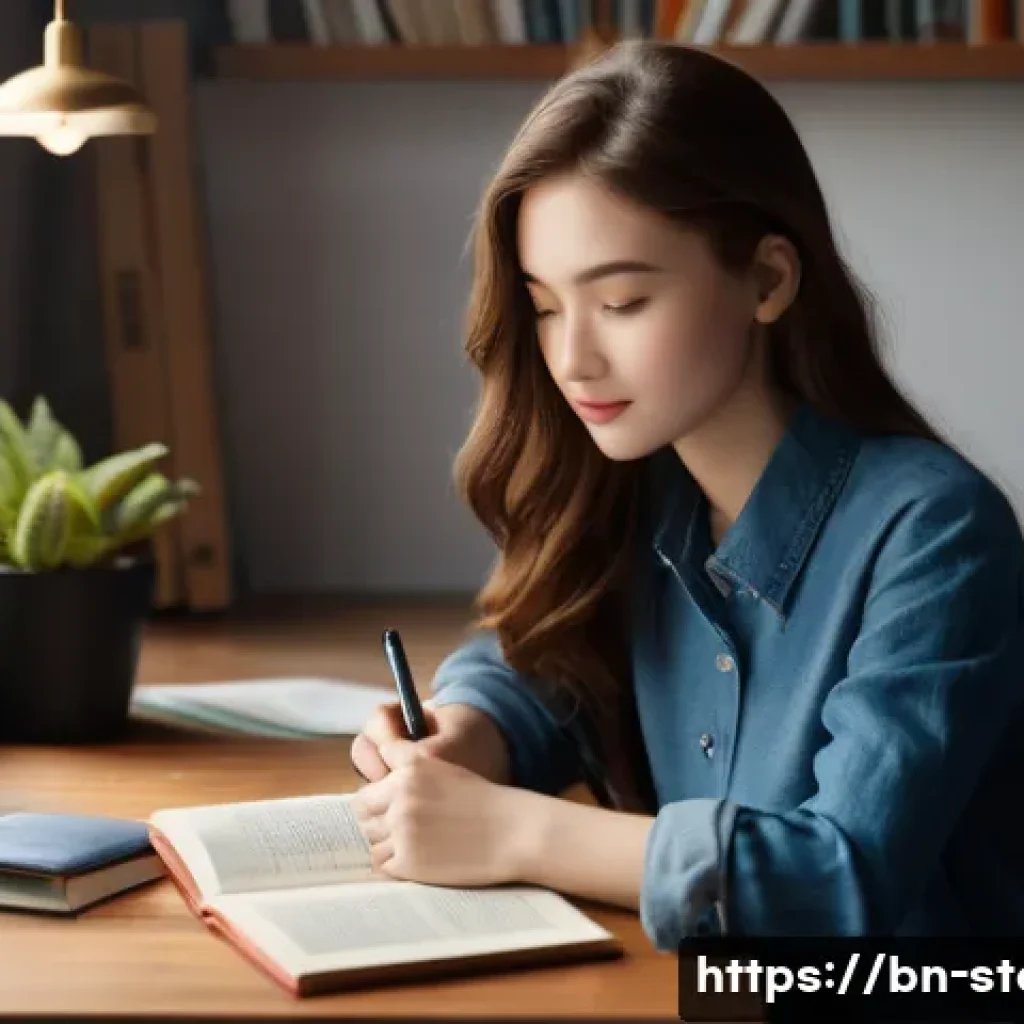 스토리텔러 자격증 시험 꿀팁 - **Prompt 1: "A young adult (around 18-25 years old) sitting comfortably in a well-lit, cozy study no...