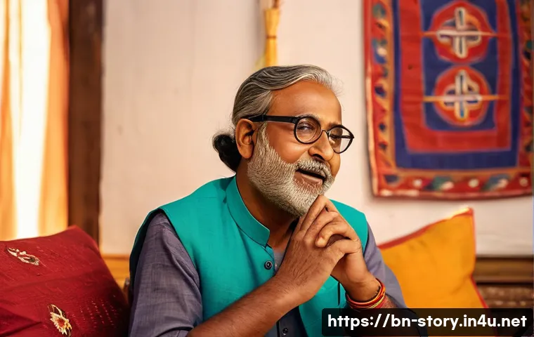 스토리텔러를 위한 마케팅 전략 - A warm, intimate scene of a Bengali storyteller sharing a personal life story during a brand promoti...