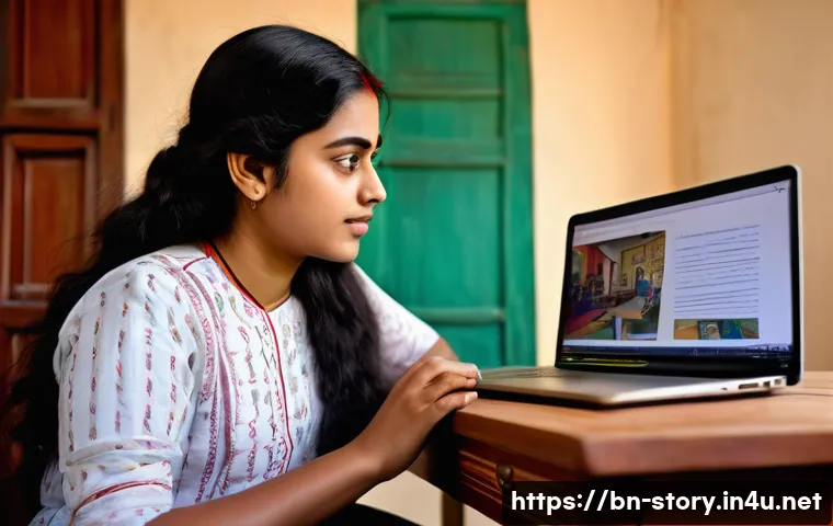 스토리텔러 자격증의 취득 과정에서 주의해야 할 점 - A focused Bengali young adult woman sitting at a wooden desk with a high-quality notebook, a digital...