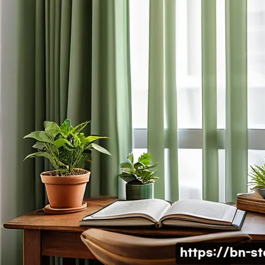 스토리텔러의 일과 생활 균형 - A calm and organized home office setup for a Bengali storyteller, featuring a tidy wooden desk with ...